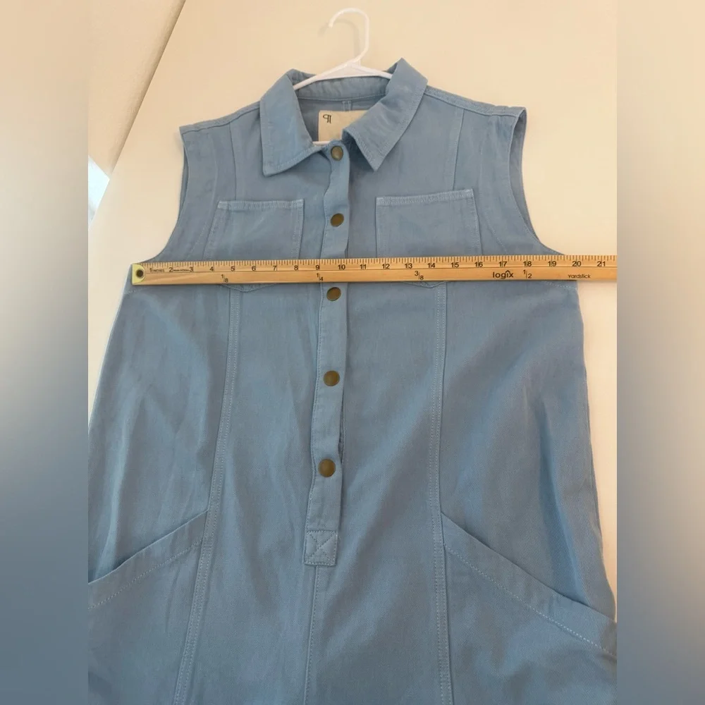 Anthropologie Pilcro Sleeveless Collared Romper Blue Sz Small - Picture 14 of 15